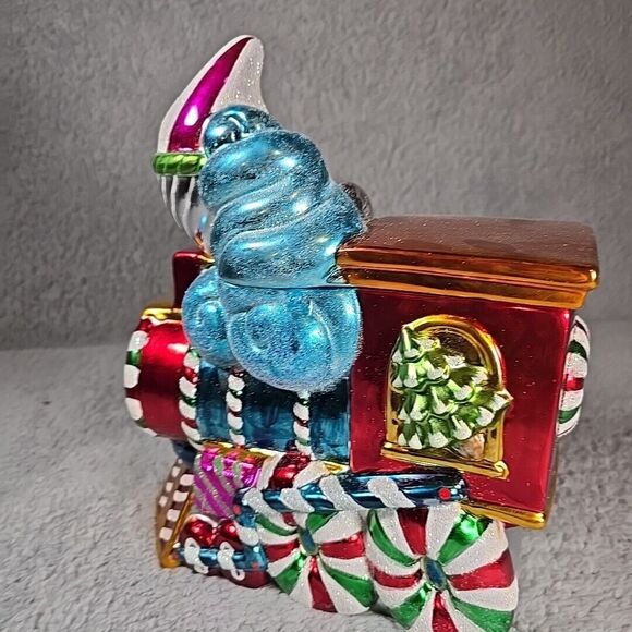 Christopher Radko Cookie Jar Candy Dish Train Colorful Christmas Holiday EUC - Picture 5 of 14
